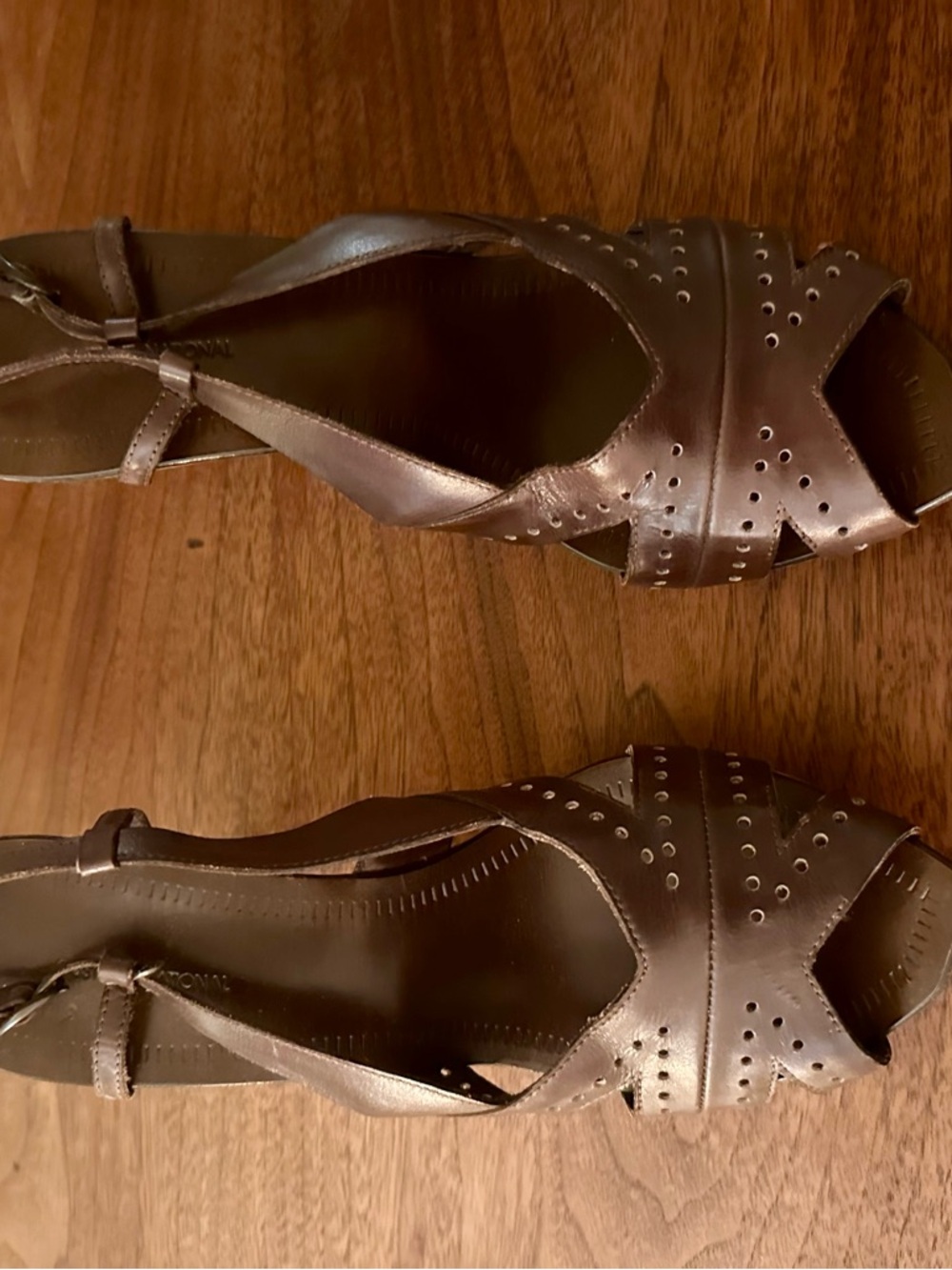 Costume National Brown Leather Peep-Toe Sandals